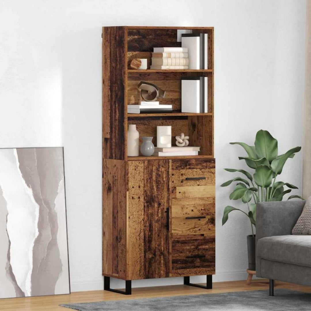 Ein Metallgestell bestimmt das Erscheinungsbild von dem Hochschrank