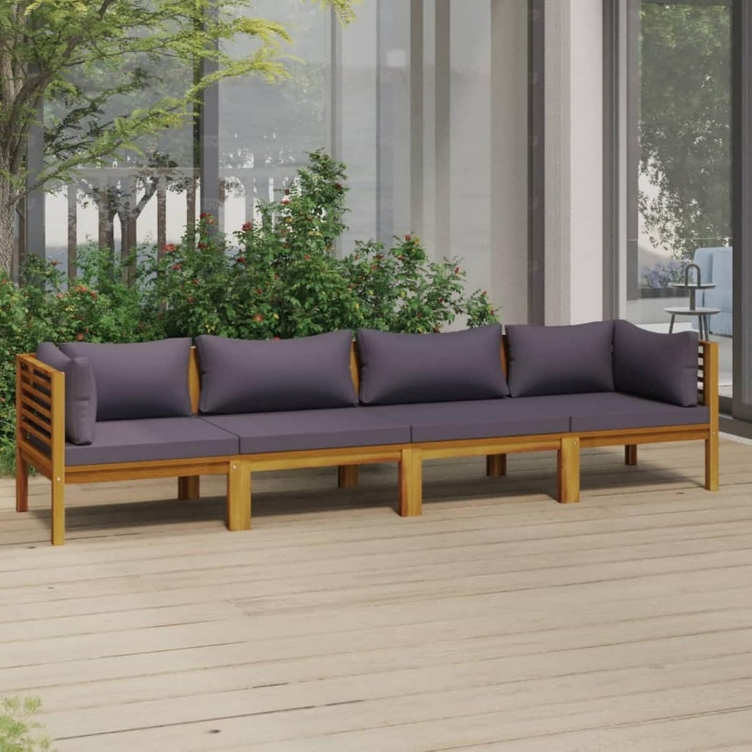 Sofa aus Akazienholz in Dunkelgrau