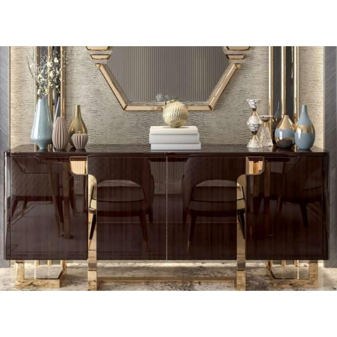 Sideboard in Dunkelbraun und Gold
