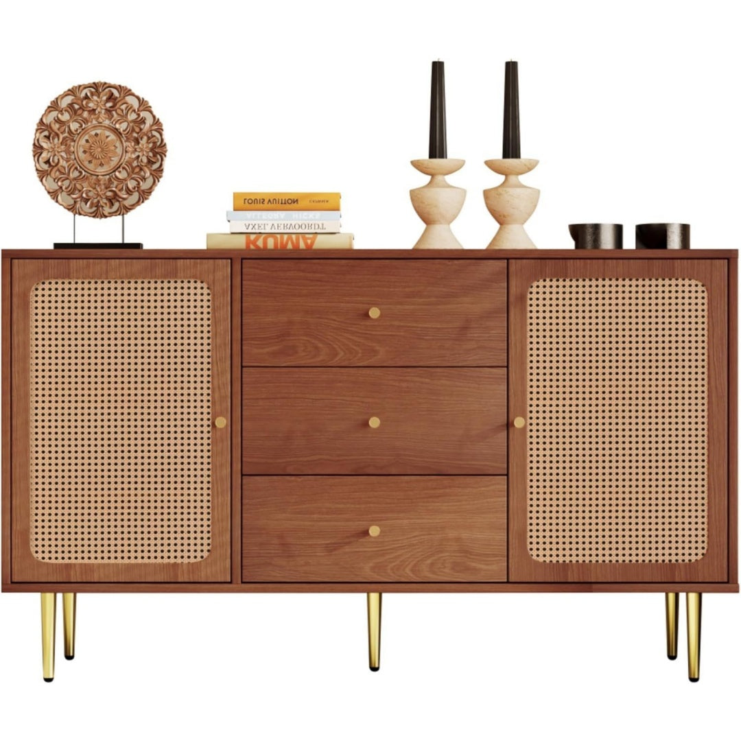 Flechtoptik trifft auf Hoehenverstellung an dem Sideboard