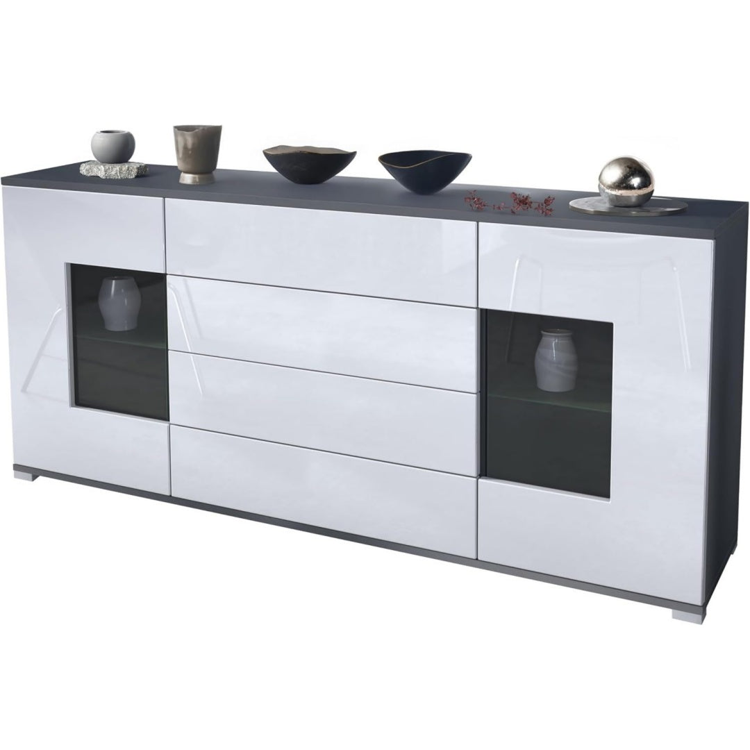 Grifflose Fronten und 4 Schubladen an dem Sideboard