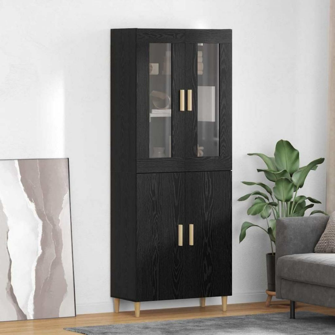 Vitrine aus Holzwerkstoff in Schwarz und Eichenbraun